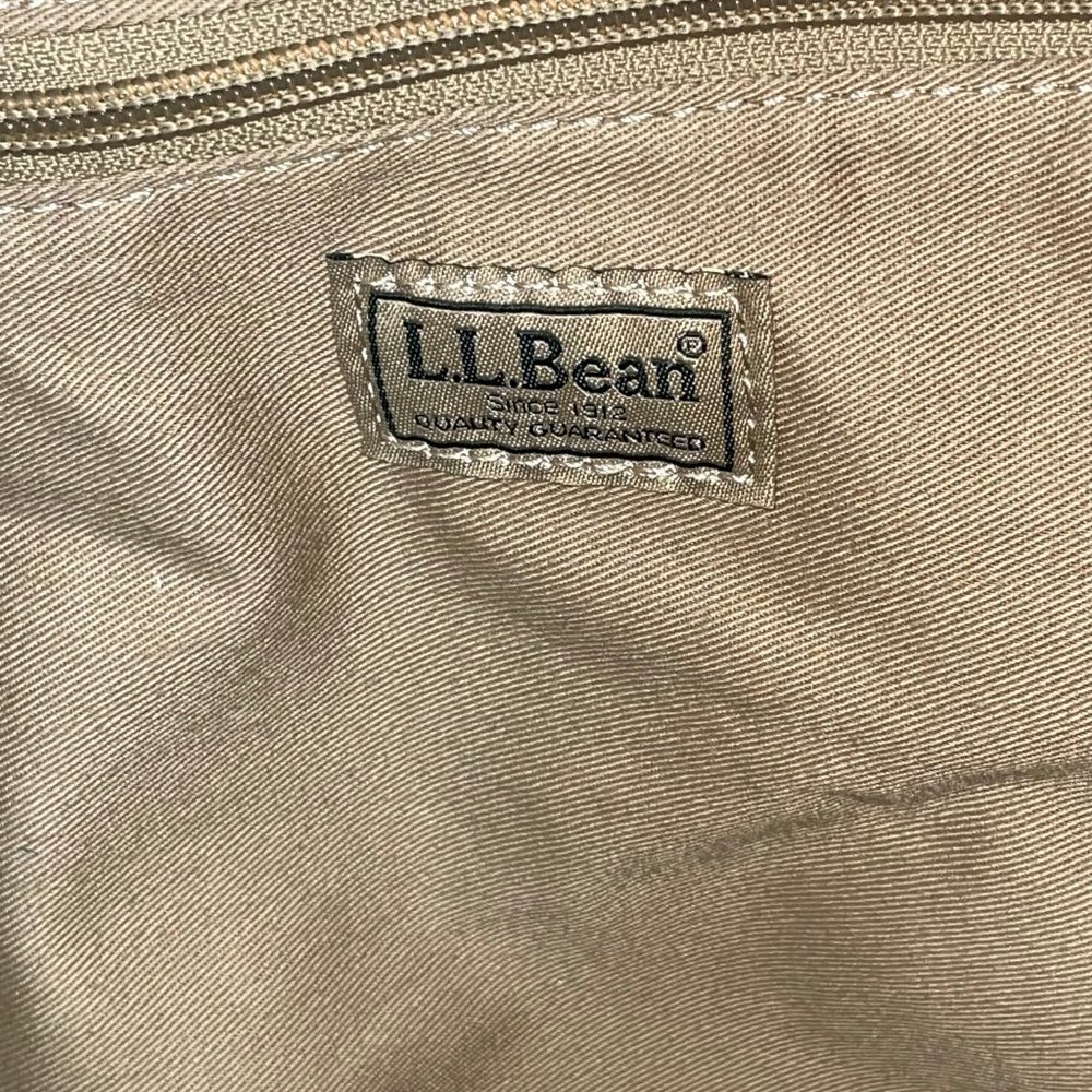 LL Bean Tote Handbag Canvas Leather Trim & Handles Large Purse Gorpcore,  Great - Picture 5 of 10